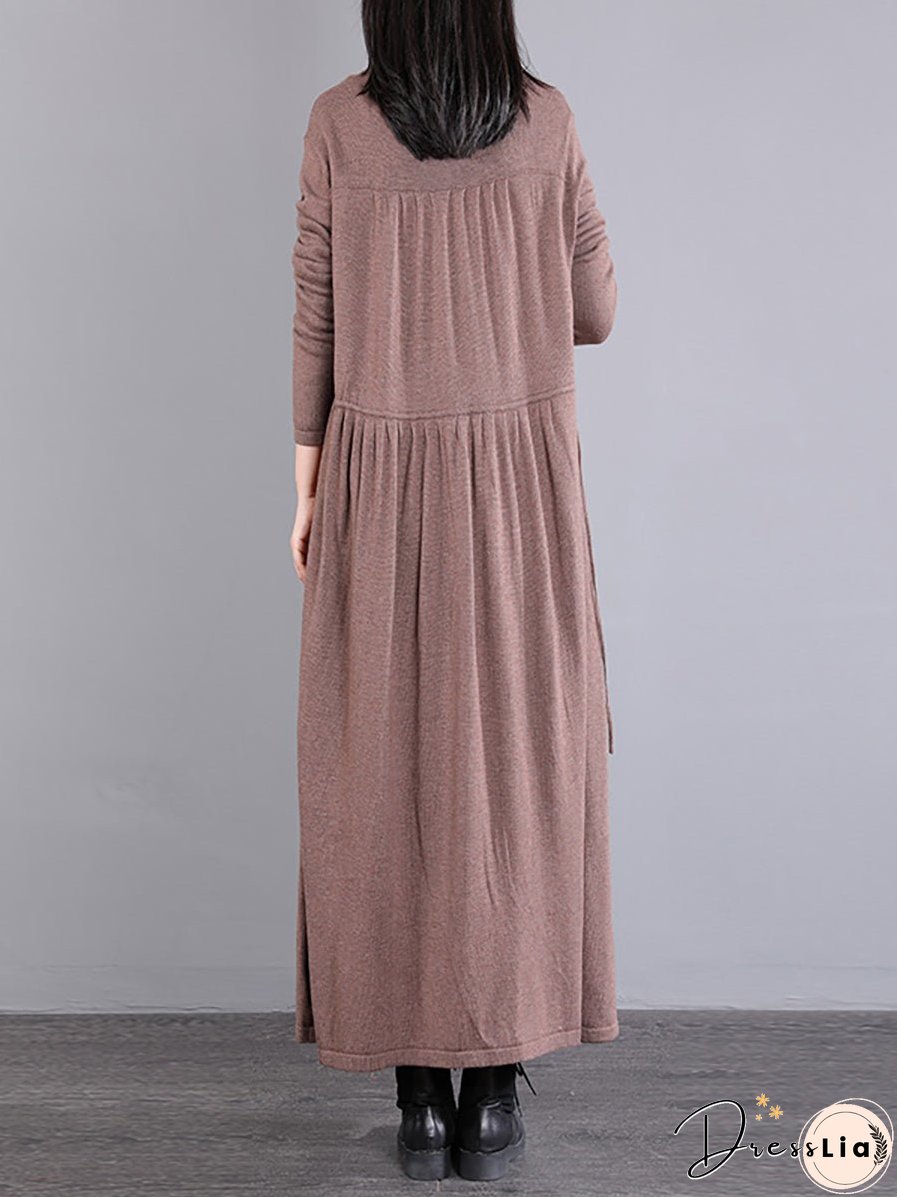 Women Autumn Loose Solid Long Knited Cardigans