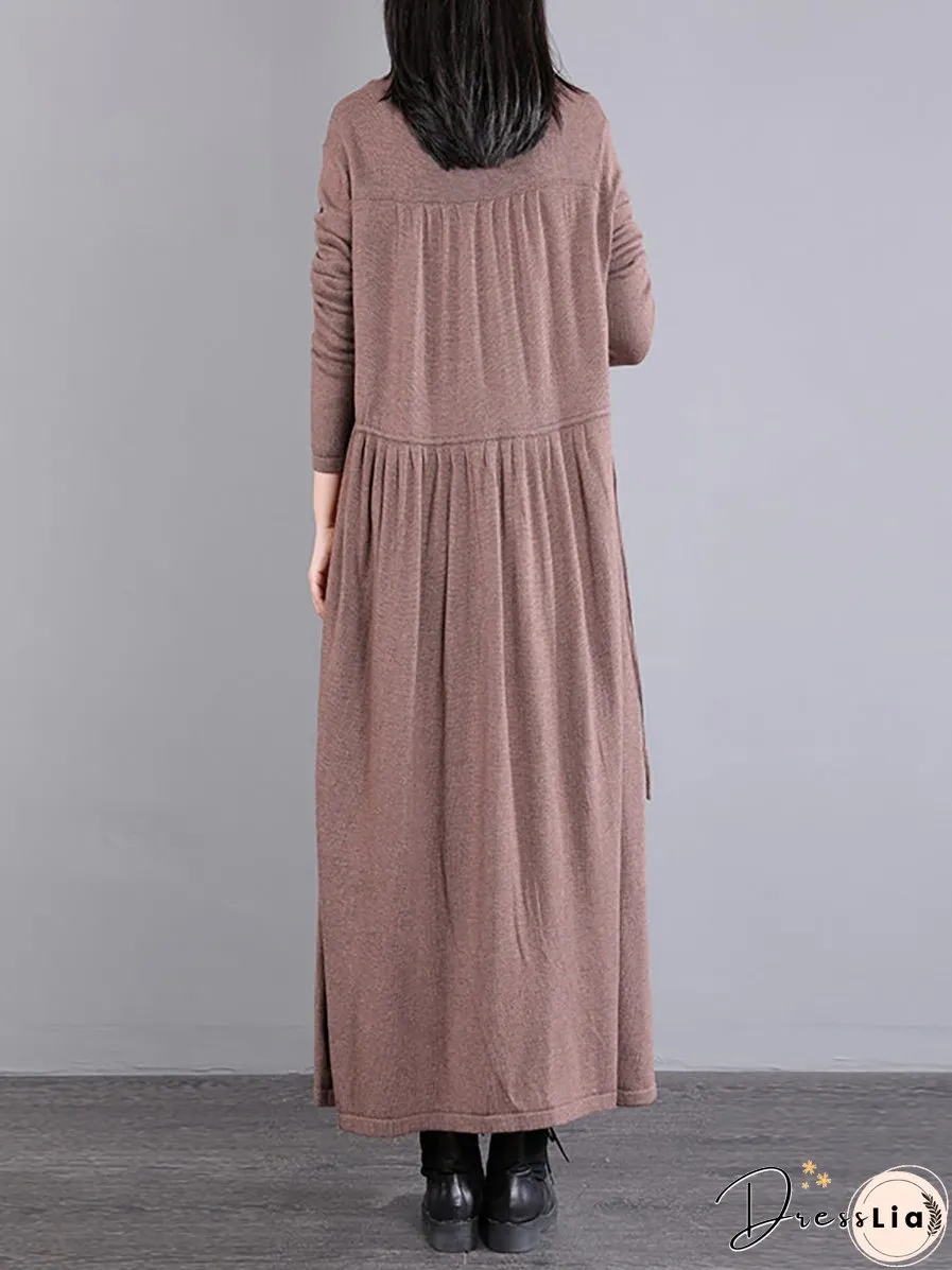 Women Autumn Loose Solid Long Knited Cardigans
