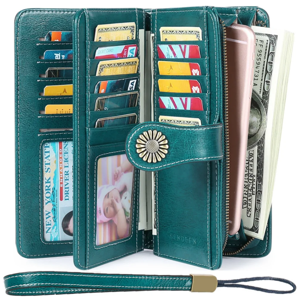 RFID Antimagnetic Wallet Women's Cowhide Wallet Large Capacity Clutch