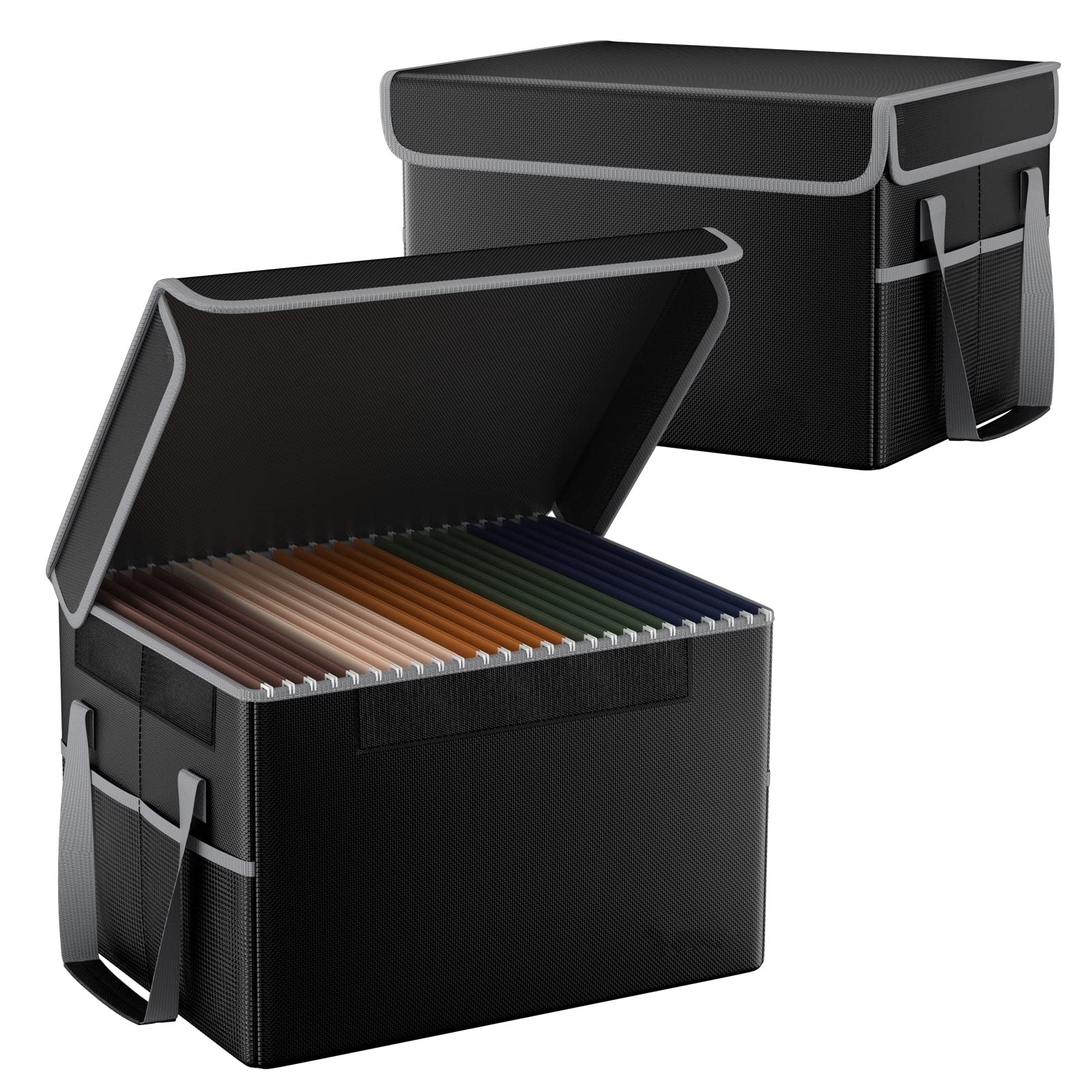 File Box Fireproof Document Box with Lock, File Storage Organizer Box ...