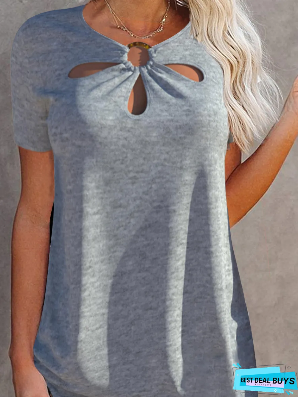 Casual Crew Neck Loosen Short Sleeve Tops