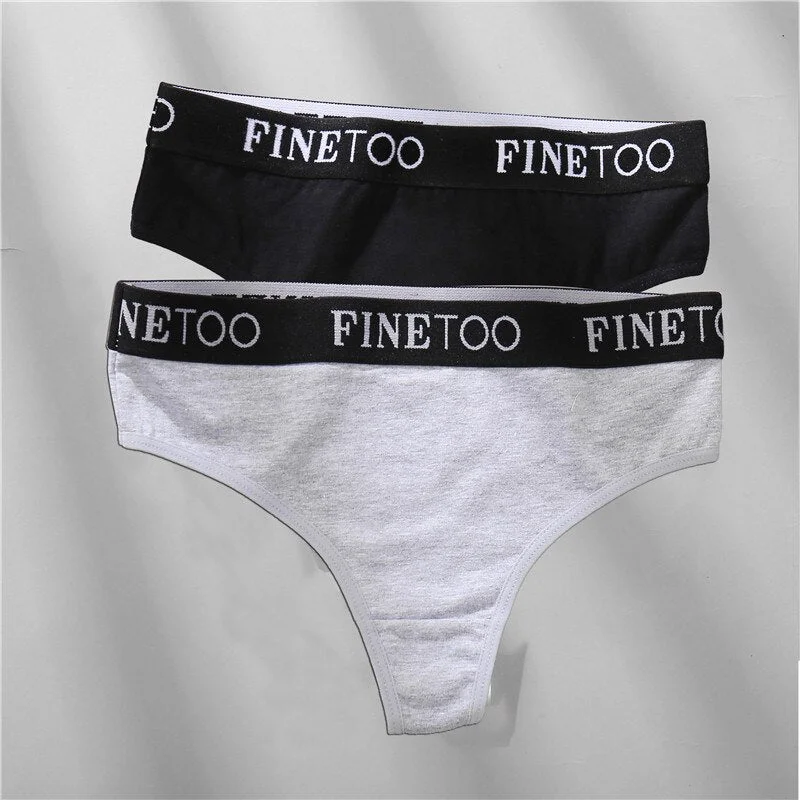FINETOO 2/3PCS Cotton Sexy Underwear G-string Women M-XL Panties Fashion Letter Waist Femme 2021 Underpant For Woman Thong Girls