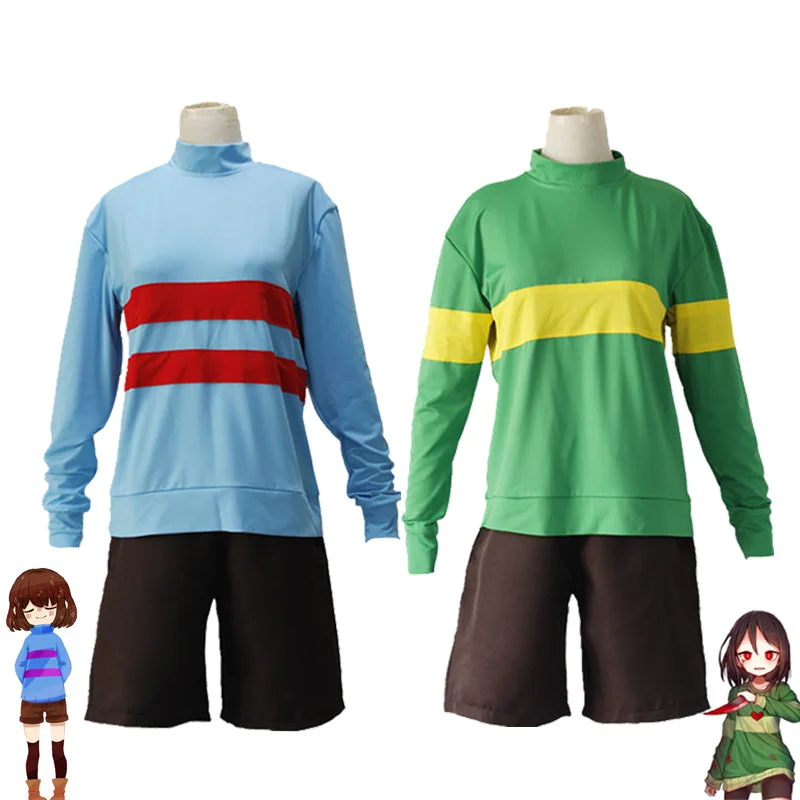 Anime Game Undertale Chara Frisk Cosplay Costume-elleschic