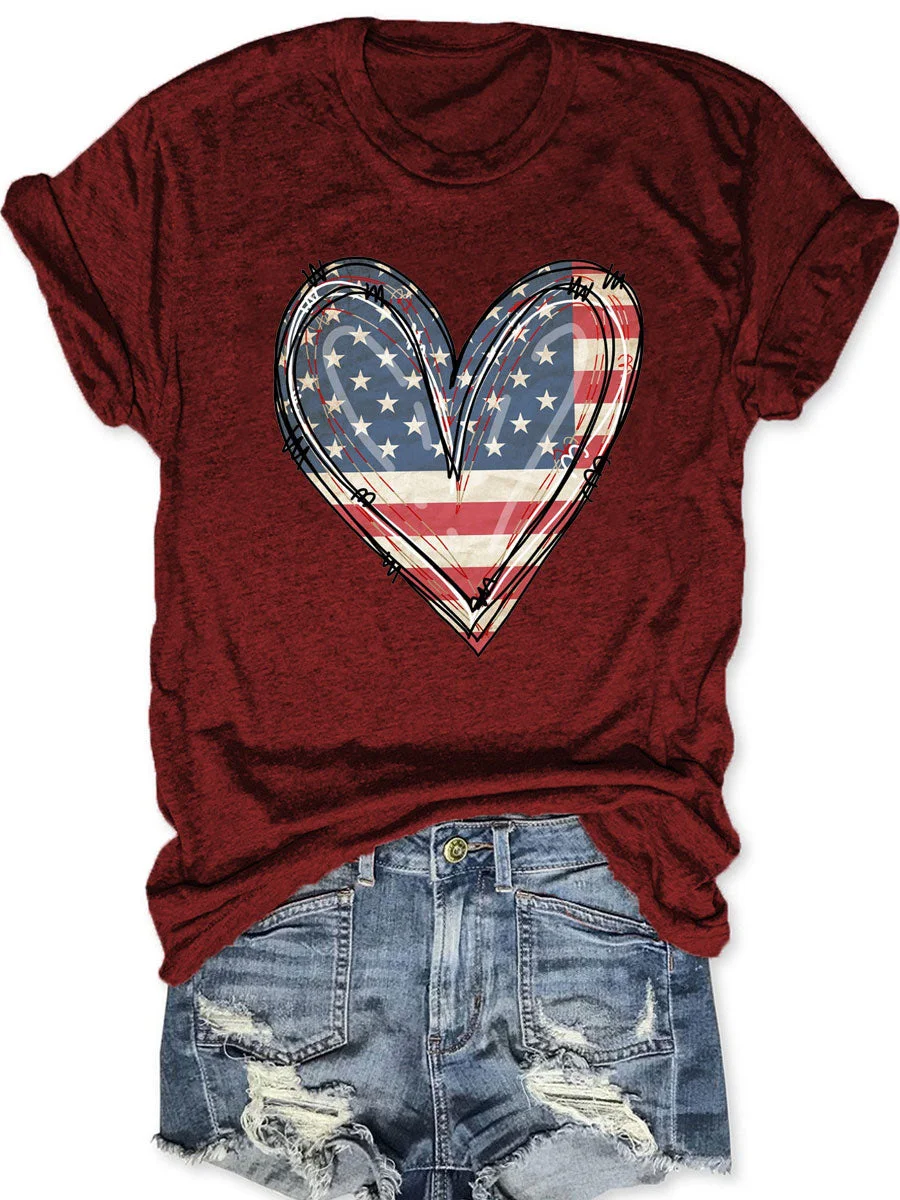 America Flag Heart T-shirt