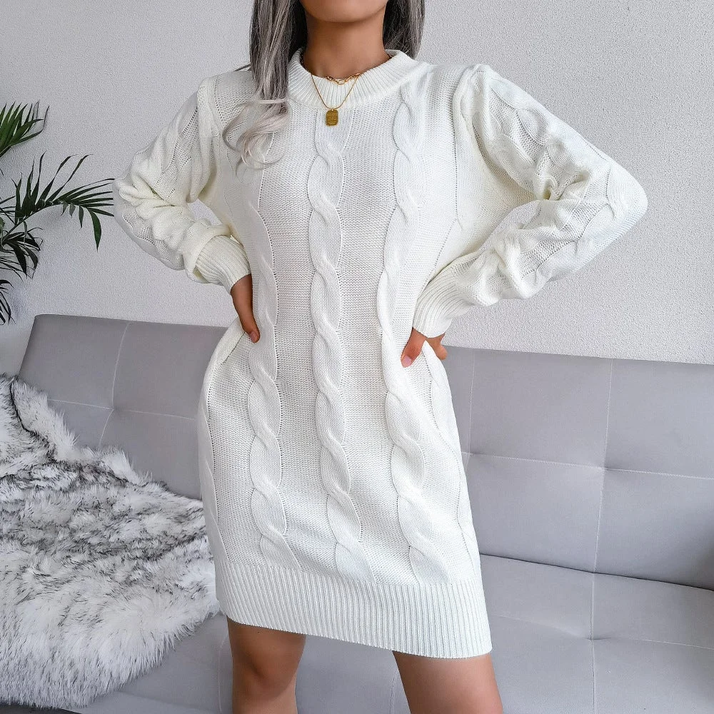 Woman Twist Bag Hip Sweater Dress Knitted Dress
