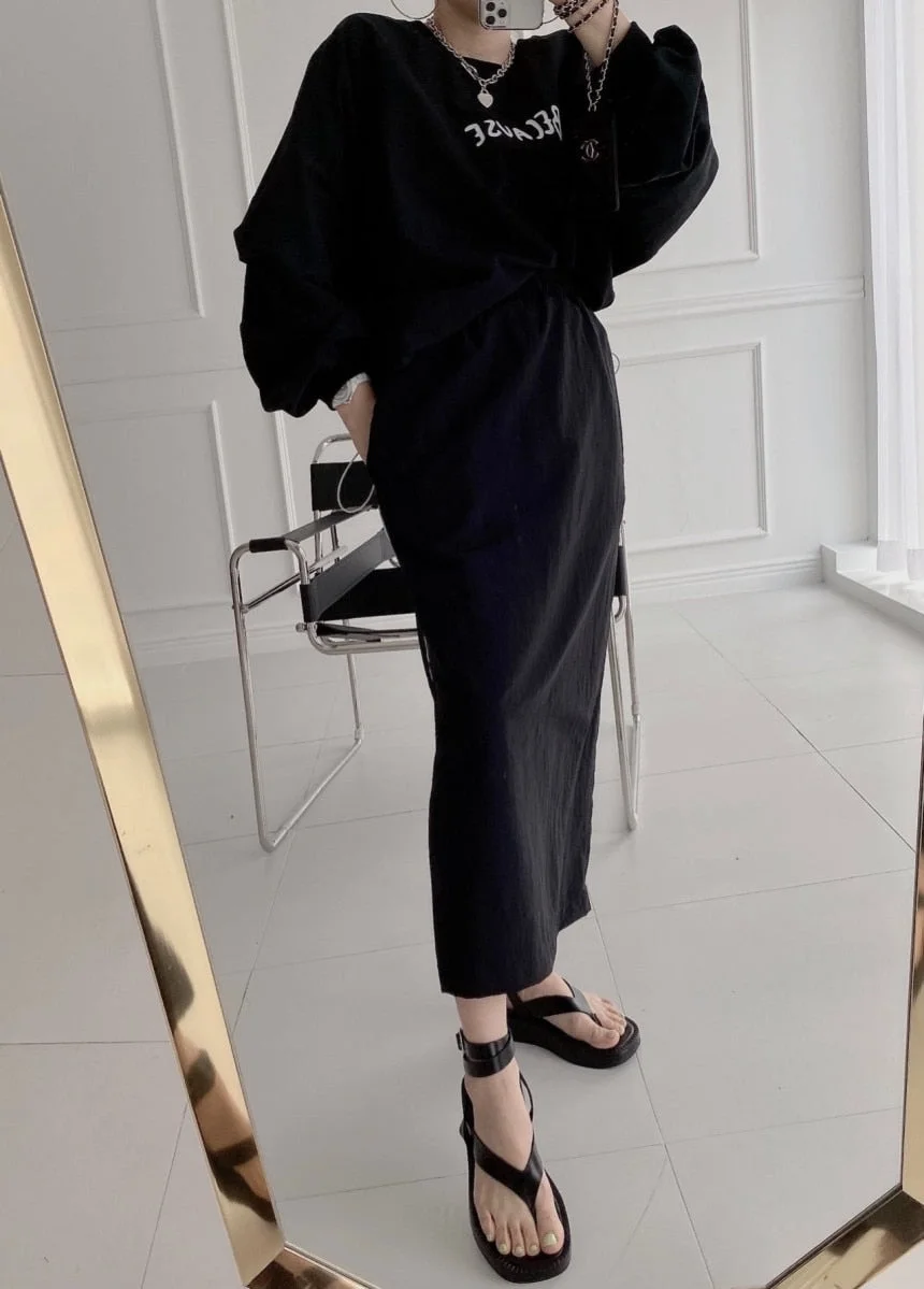 Autumn Women Tracksuit Hoodies 2 Piece Sets Chic Pullover Loose Casual Sweatershirt & High Waist Split Skirt Suit Sets