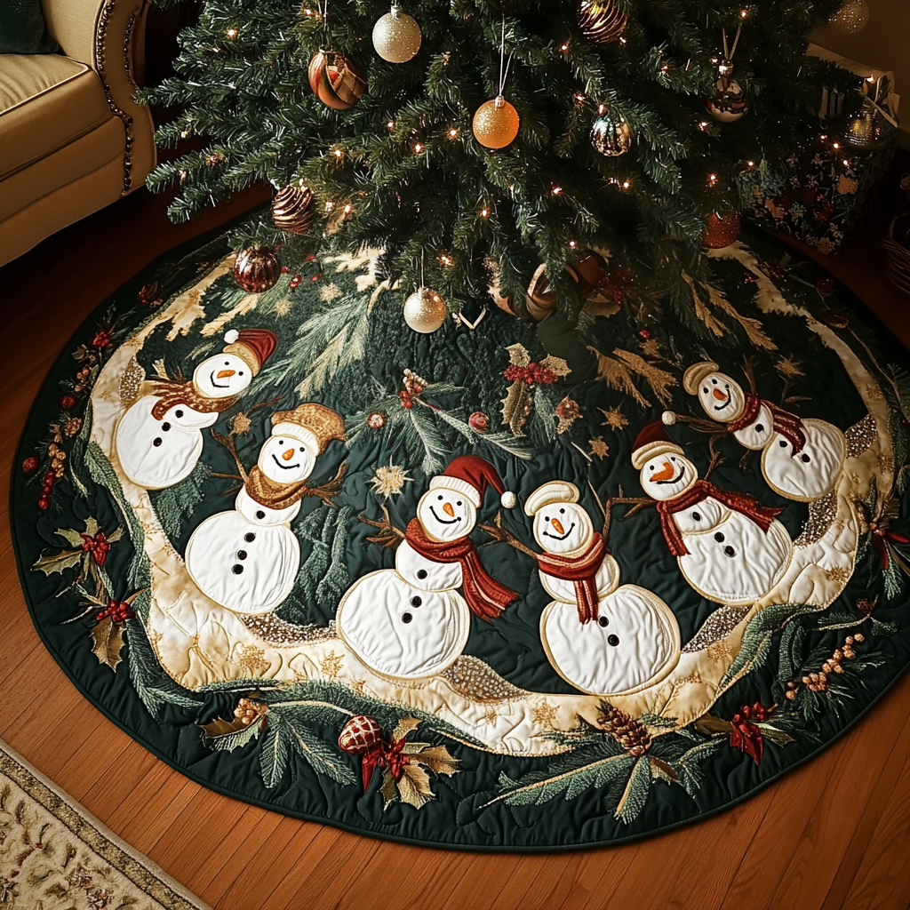 Snowman Joy Quilted Christmas Tree Skirt NCU0VH727