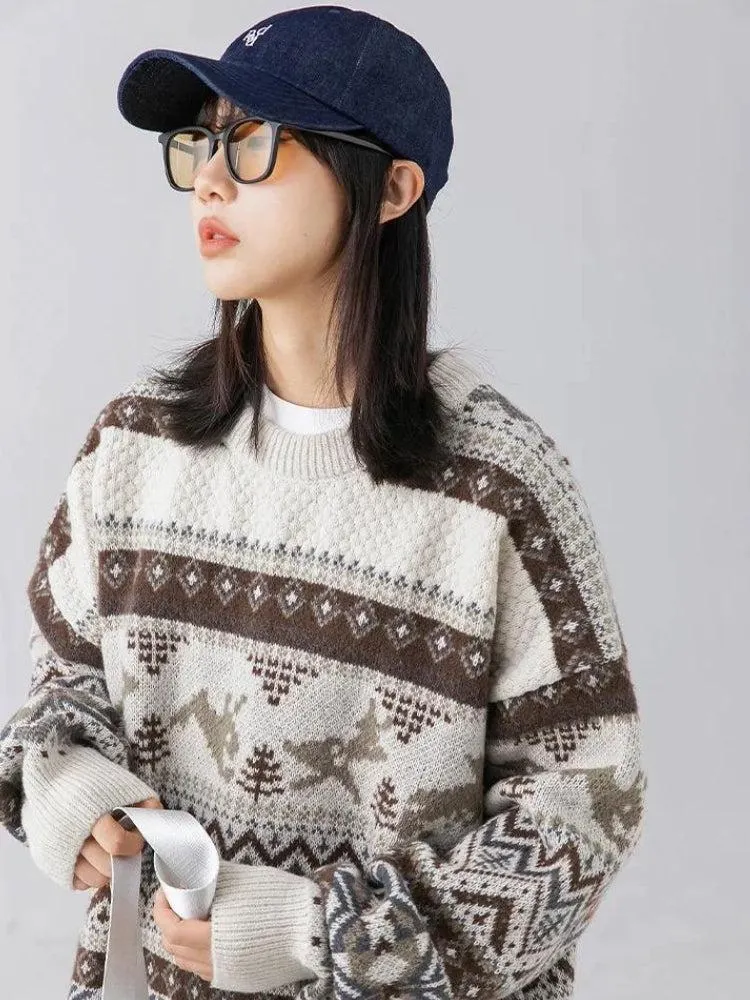 Brownm Rabbits Knitted Sweater