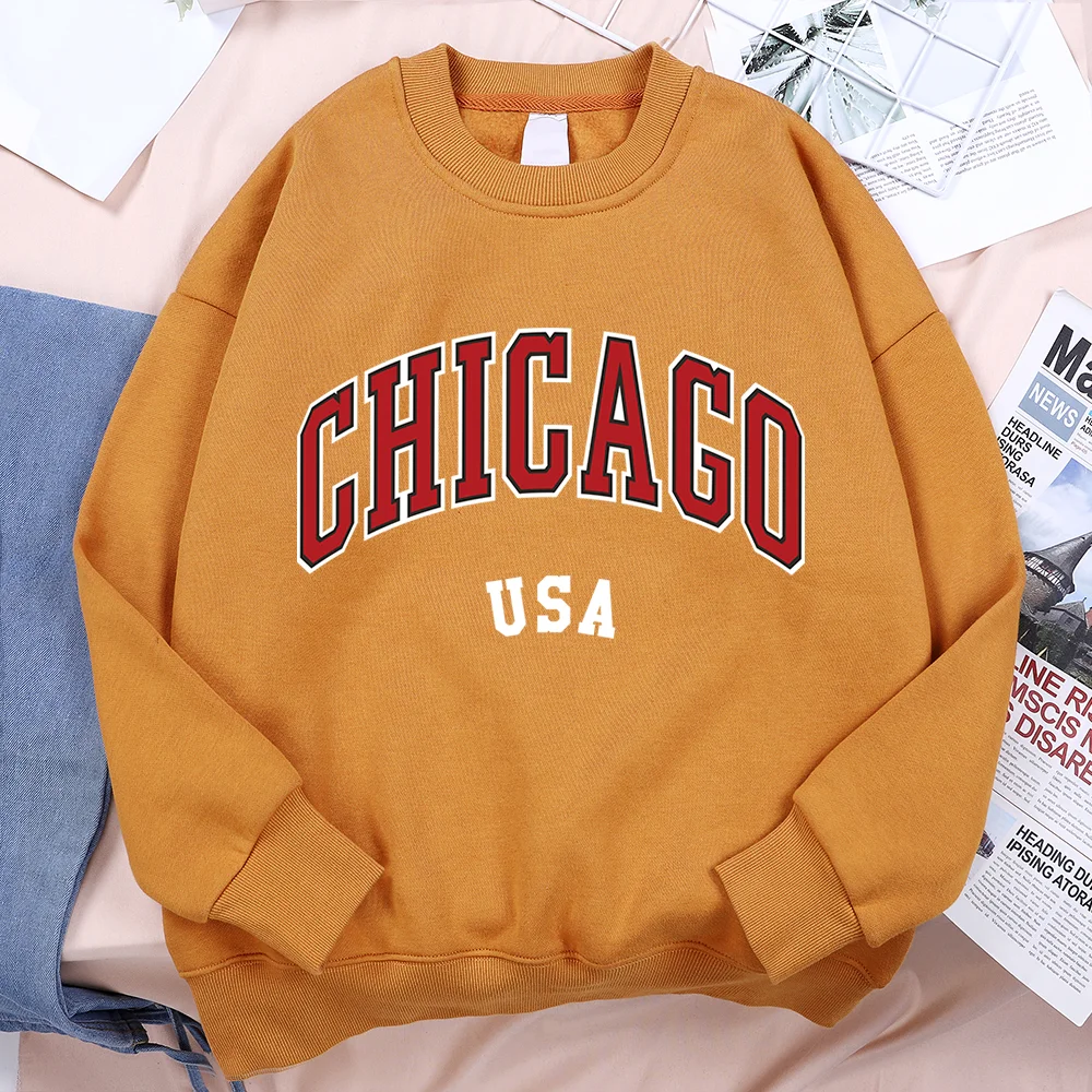 Unisex Chicago Usa Classic City Graphic Printed Casual Pullover Sweatshirt