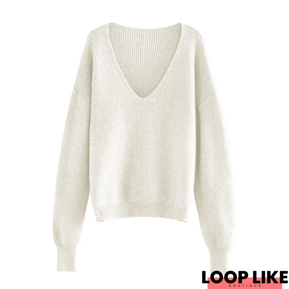 Loose Lazy V-Neck Pullover