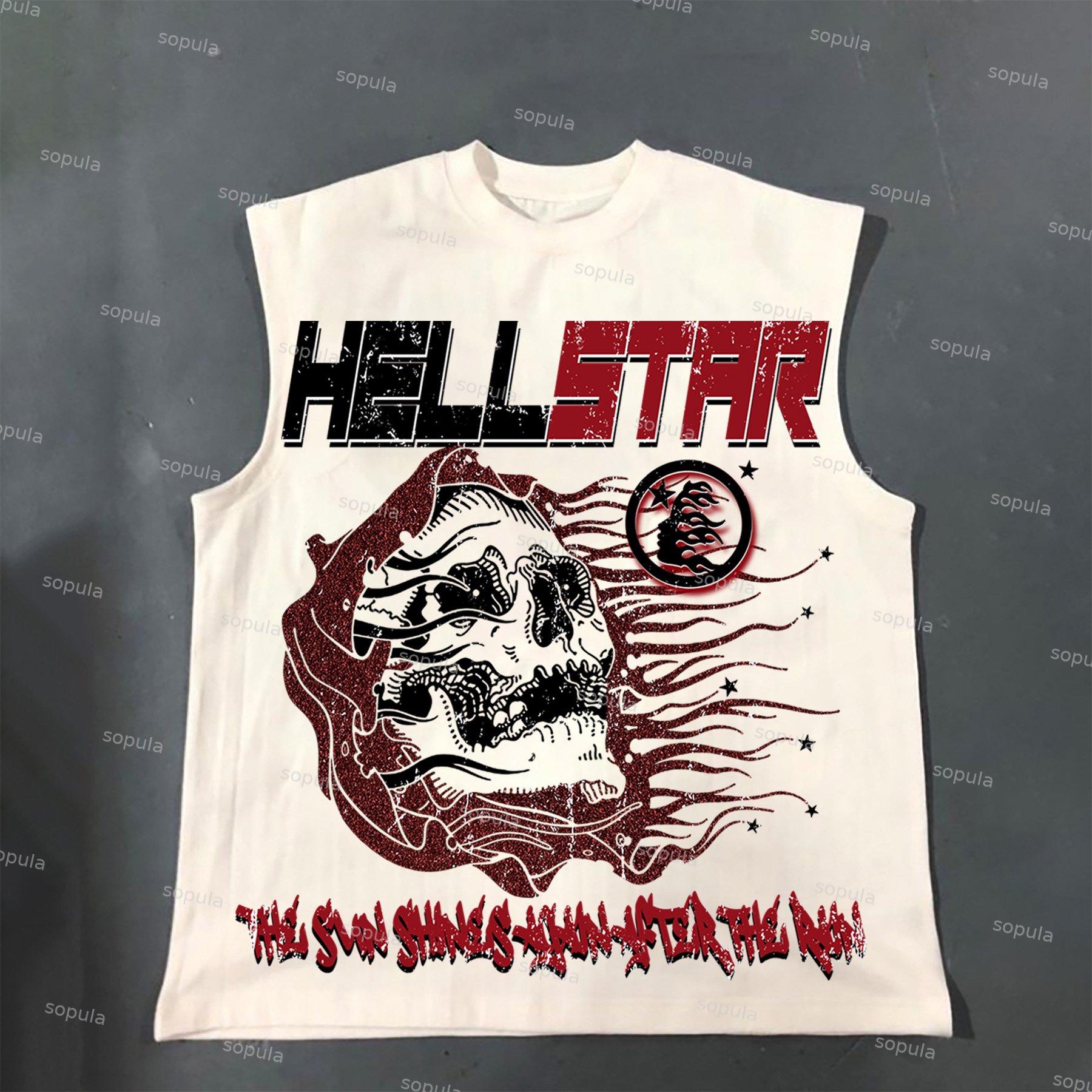 Flame Skeleton Star Print Cotton Tank Top - SOPULA