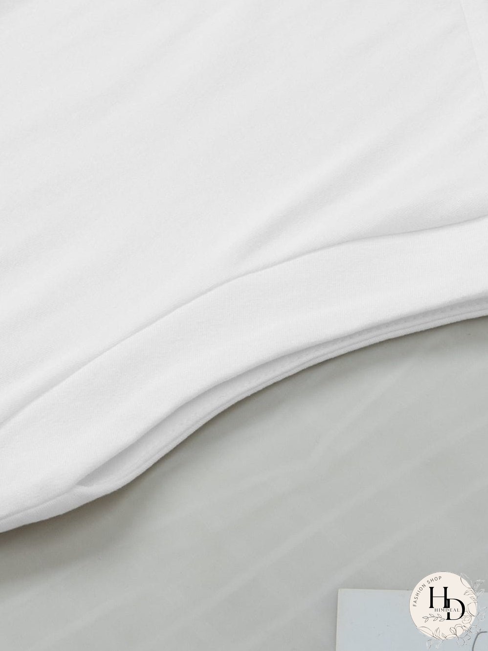 White Drawstring Side Short Sleeve Crew Neck Tee