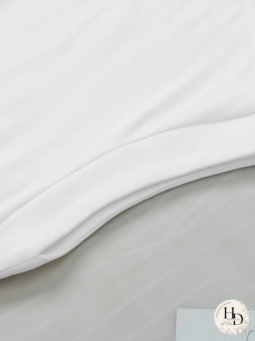 White Drawstring Side Short Sleeve Crew Neck Tee