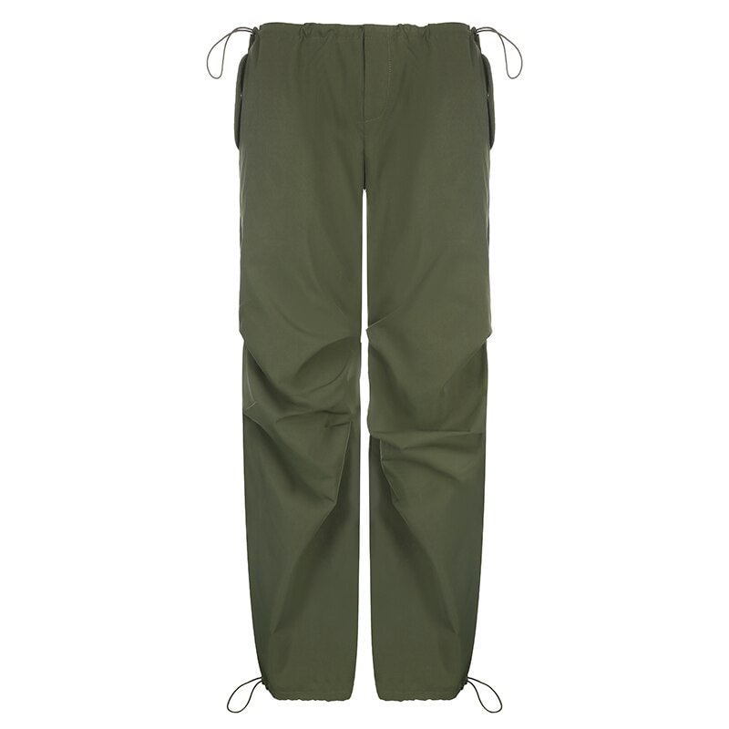 Sweetown Streetwear Pockets Baggy Cargo Pants Womens Drawstring Low Waist Joggers Sweatpants Casual Loose Hippie Korean Trousers