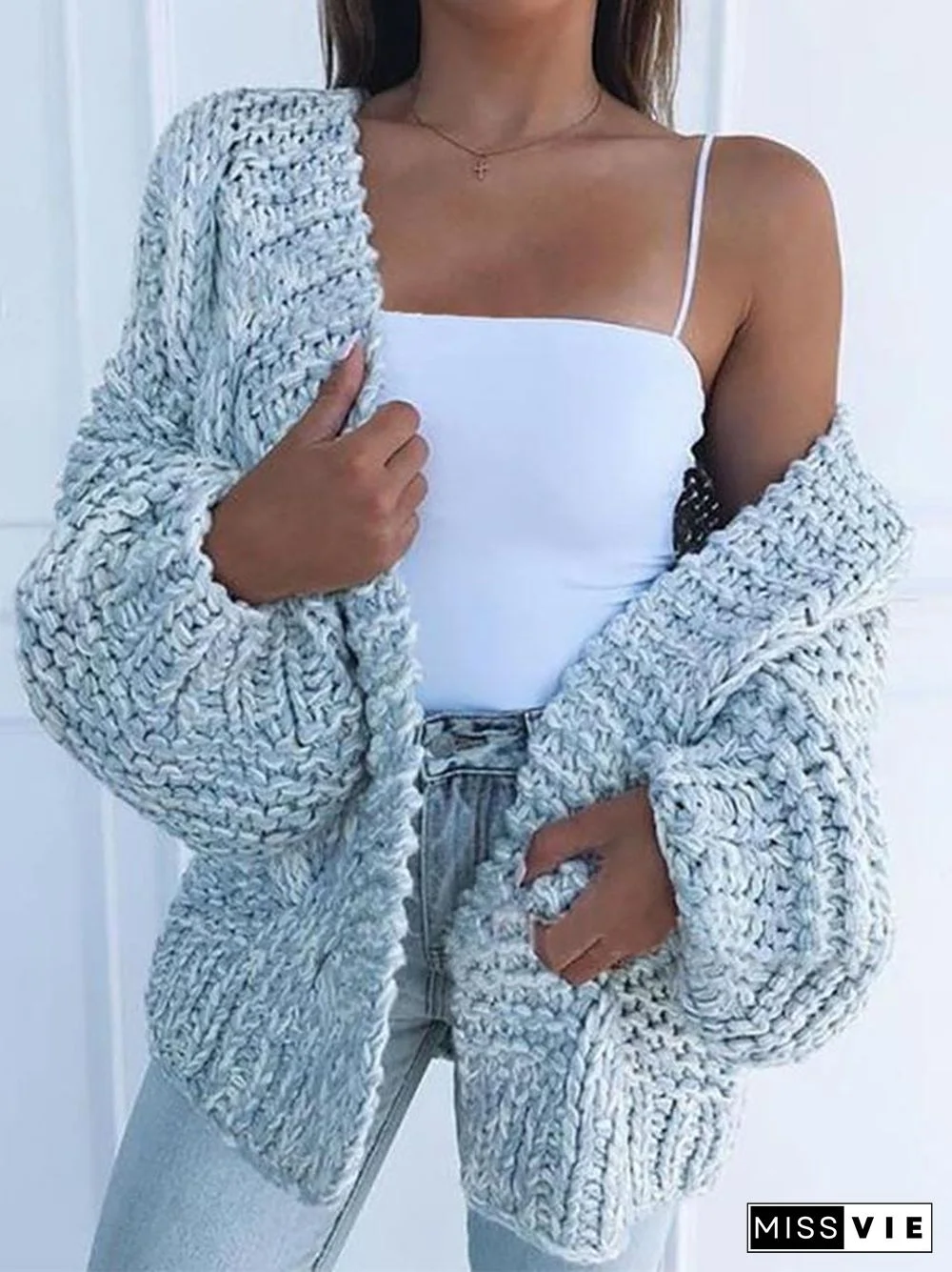 Casual Solid Color Sweater Cardigan