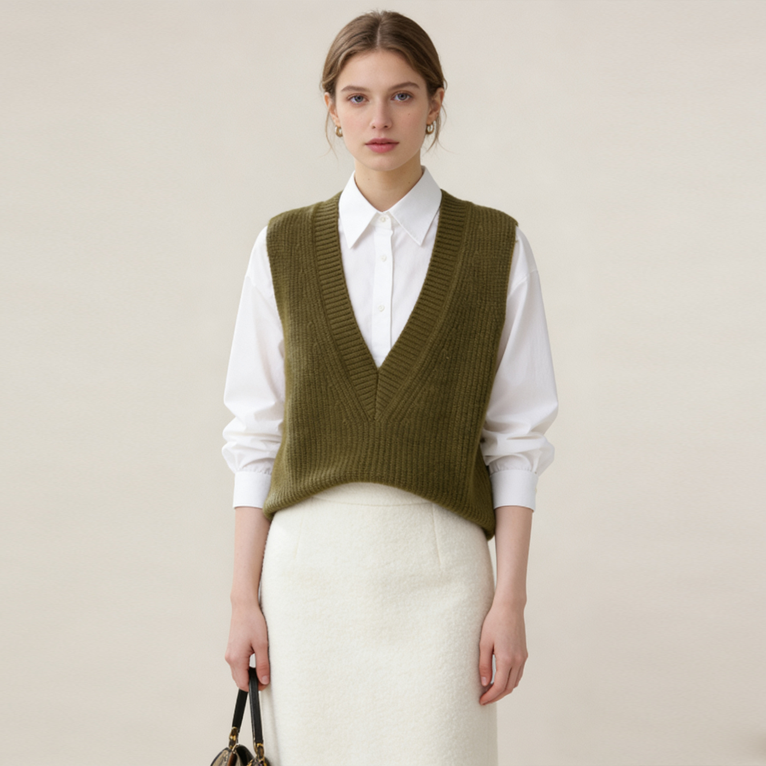 V-neck Casual Women's Cashmere Vest REAL SILK LIFE