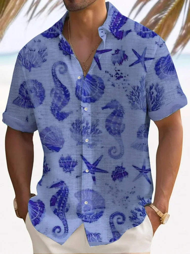 Men's Casual Hawaiian Beach Marine Animal Print Pants