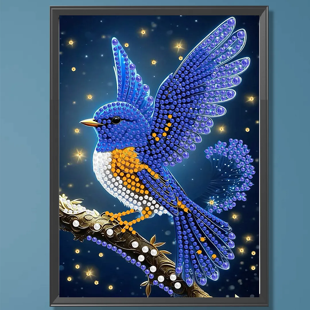 Pearl Painting Kit for Adults Blue Bird Decor 11.81x15.75in