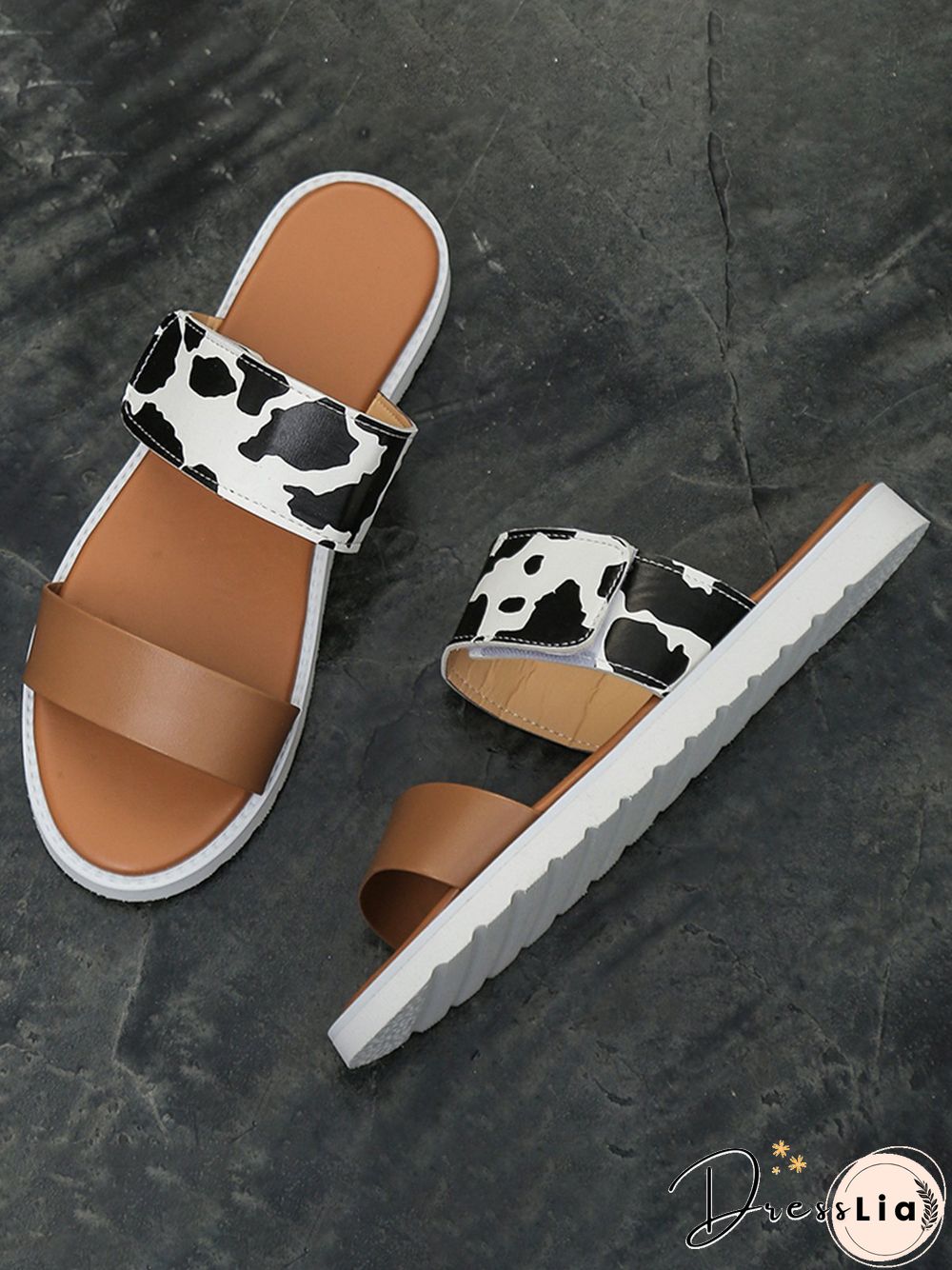 Leopard Print Snake Print Zebra Print Cow Print Strap Casual Slippers