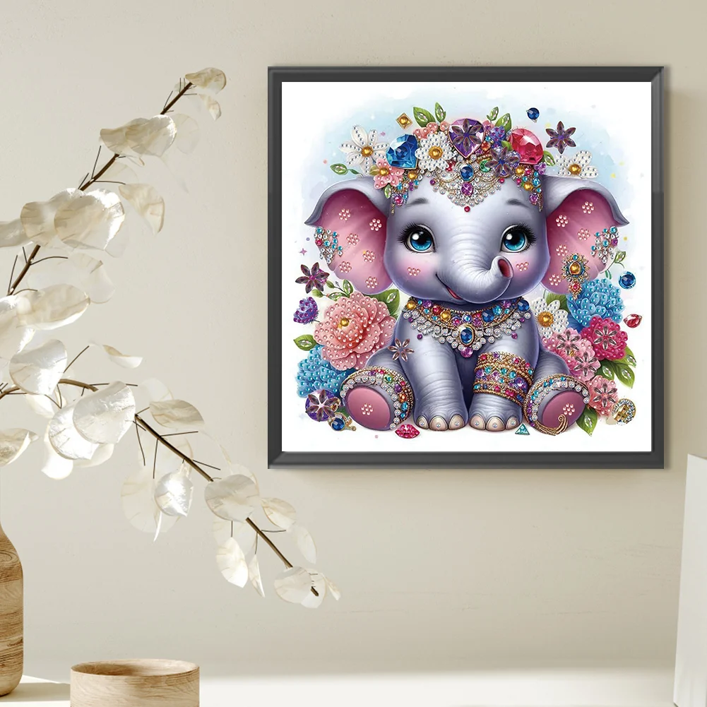Diamond Painting - Partial Special Shaped Drill - Jewelry Elephant(Canvas|30*30cm)