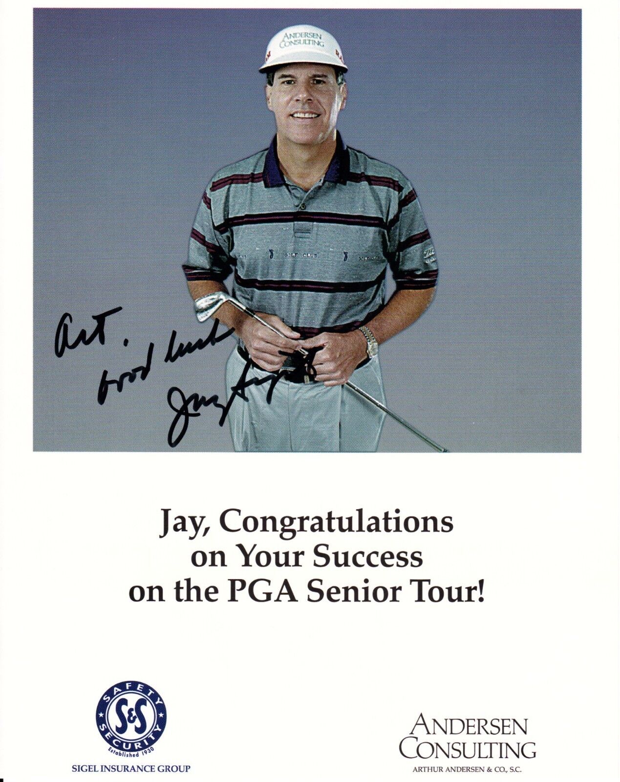 JAY SIGEL hand-signed FANTASTIC YOUNG 8x10 GOLF CLOSEUP authentic w/ UACC RD COA