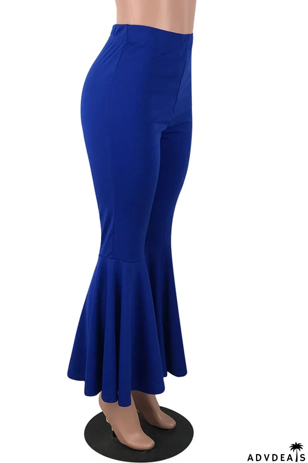 Orange venetian Elastic Fly Mid Solid Boot Cut Pants Bottoms