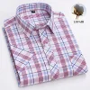 Men's Summer Plaid Cotton Casual Short Sleeve Shirt