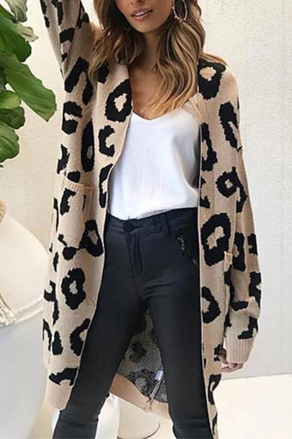 Colorful Leopard Dot Loose Knit Cardigan