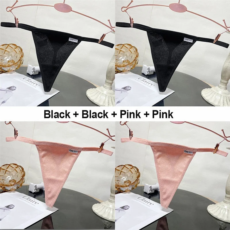 4PCS/Set Sexy G-String Women's Panties Cotton Underwear Lingerie for Female Underpants T-Back Panties Briefs Thong Intimates