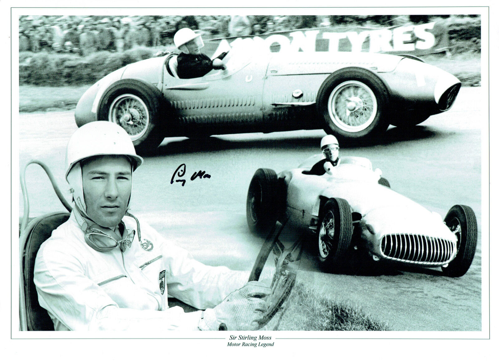 Stirling MOSS Signed Autograph MASSIVE Grand Prix 16x12 Montage Photo Poster painting AFTAL COA