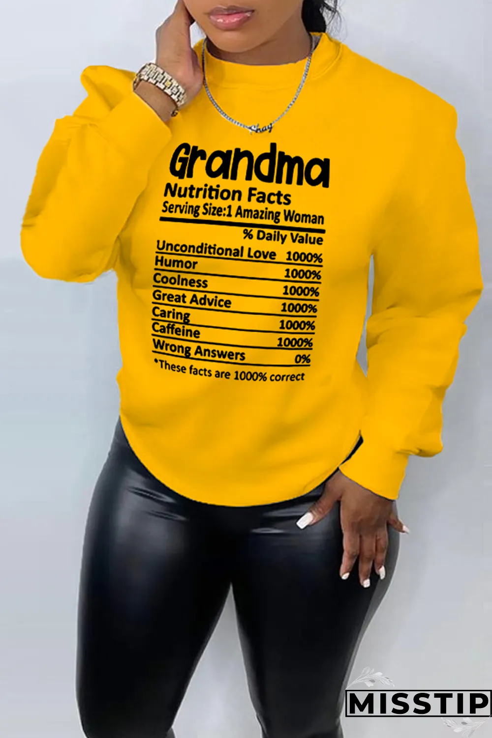 Blue Street Basis Print Patchwork Letter O Neck Tops