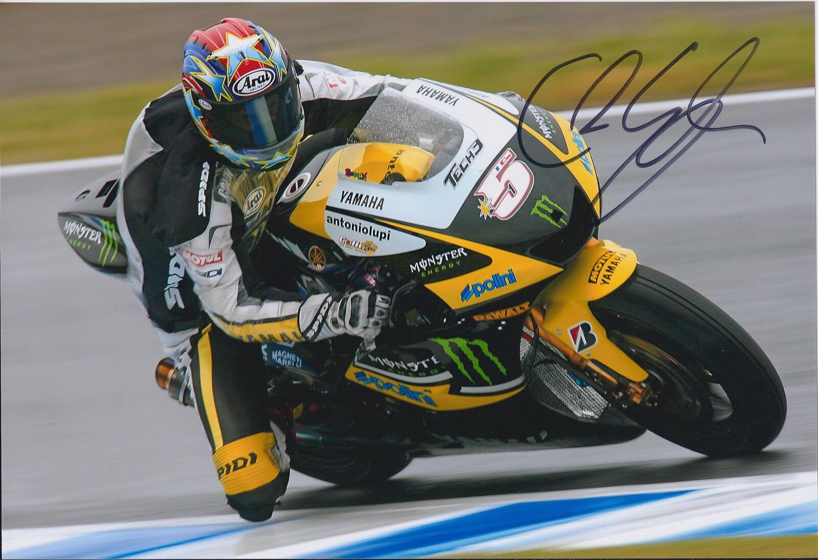 Colin EDWARDS SIGNED TECH3 Yamaha MONSTER 12x8 Photo Poster painting Autograph AFTAL COA