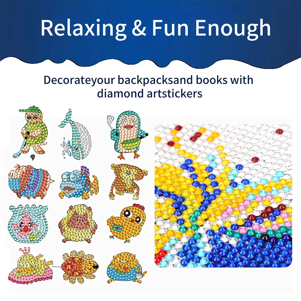 43pcs/a set DIY Animal Diamond Painting Sticker Gem Sticker for Boy Gift