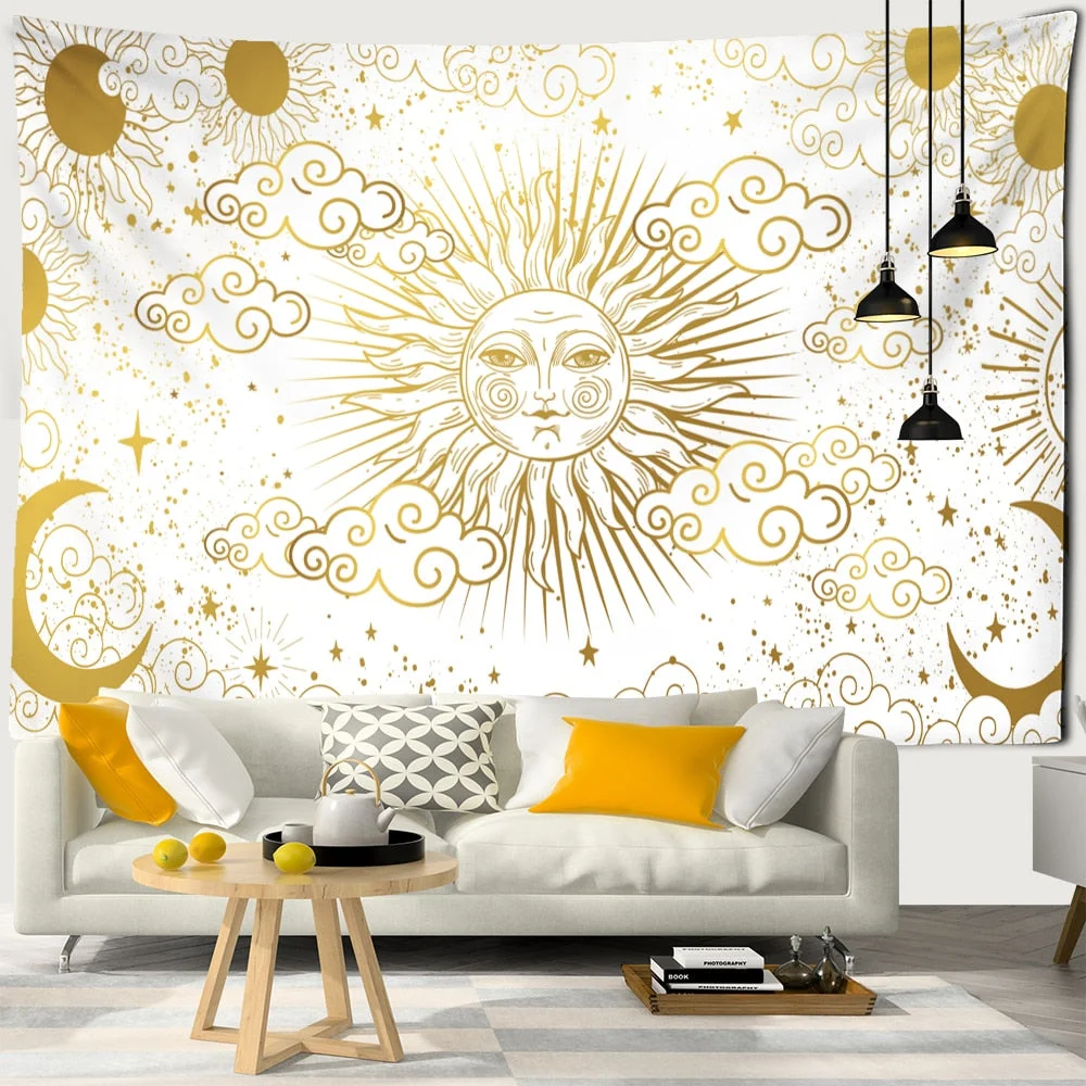 Fantasy Sun And Moon Tapestry Wall Hanging Bohemian Hippie Tapiz Psychedelic Witchcraft Children's Room Home Decor