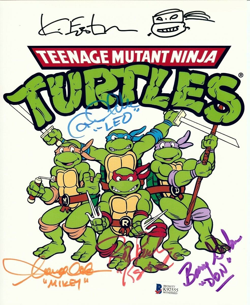 Teenage Mutant Ninja Turtles Cast Signed 8X10 Photo Poster painting 5 Autos w/Eastman Beckett