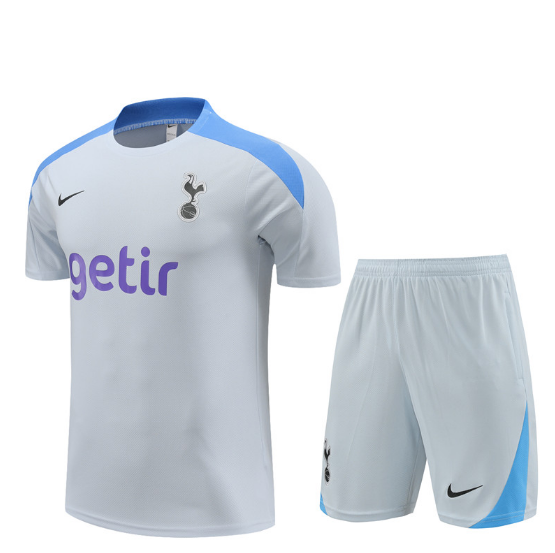 24/25 Tottenham Training Short Sleeve Kit Light Grey Football T-Shirt Thai Quality