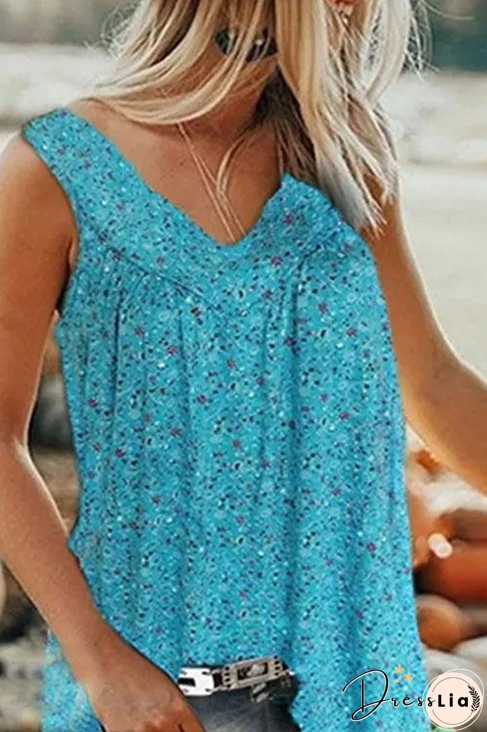 Floral V Neck Tank Top