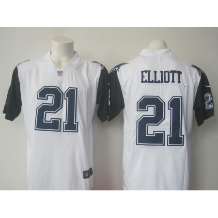 Men's  Cowboys #21 Ezekiel Elliott White Limited Rush Stitched NFL Jersey