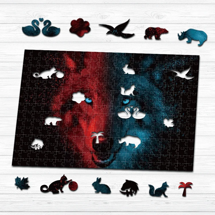 Ericpuzzle™ Ericpuzzle™Gradient Wolf  Wooden  Puzzle