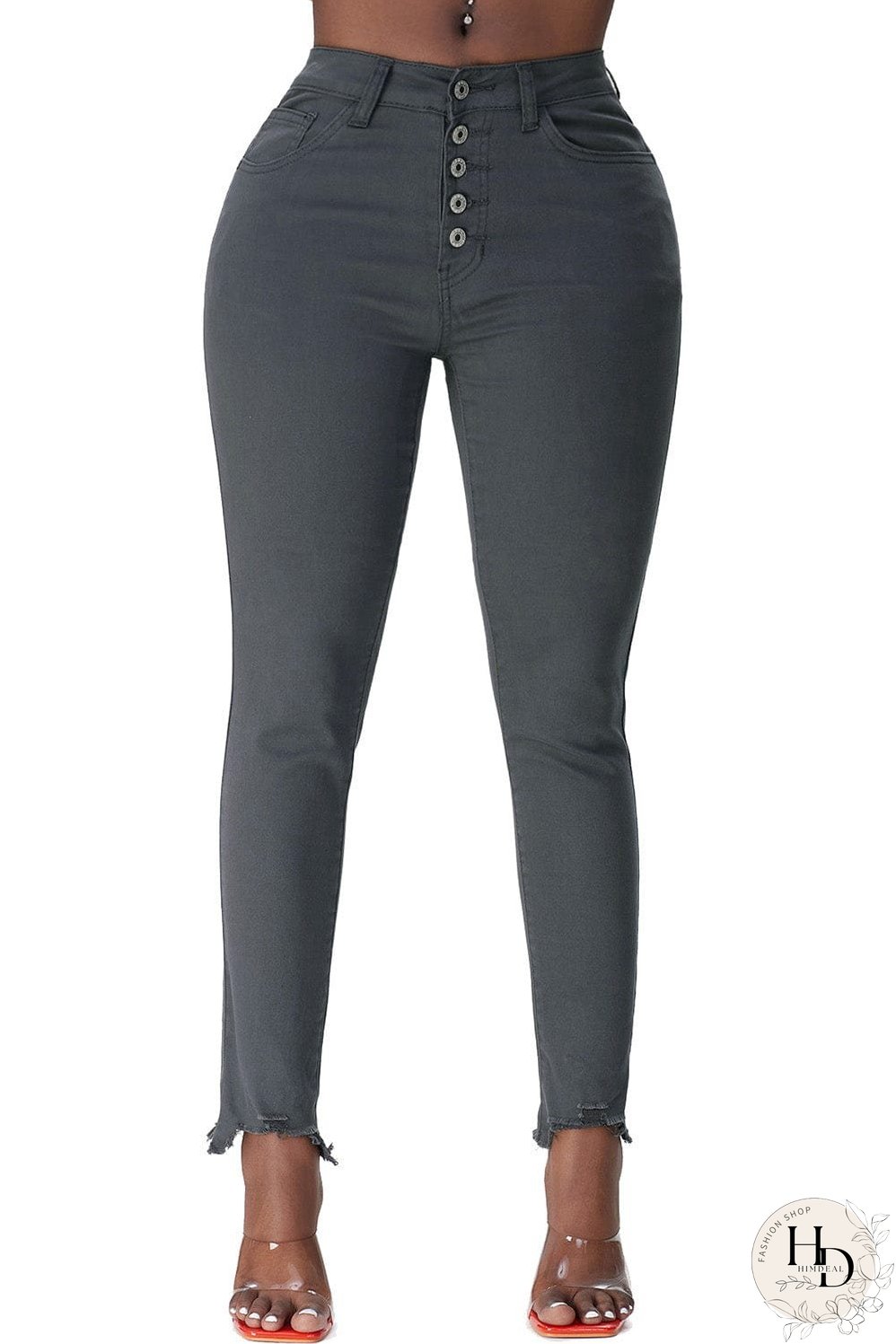 Elastic Loose Wide Leg Button Pants