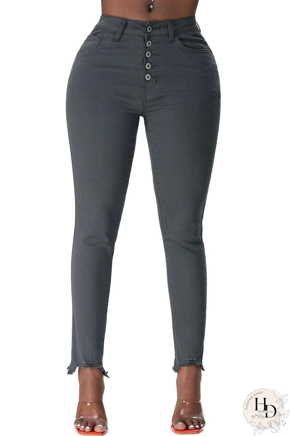 Elastic Loose Wide Leg Button Pants