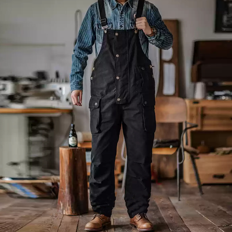Vintage Multi-Pocket Canvas Overalls