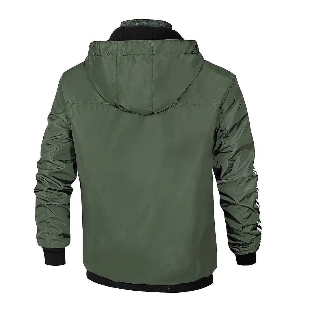 rogoman men's outdoor hoodie down jacket thermal warm windproof