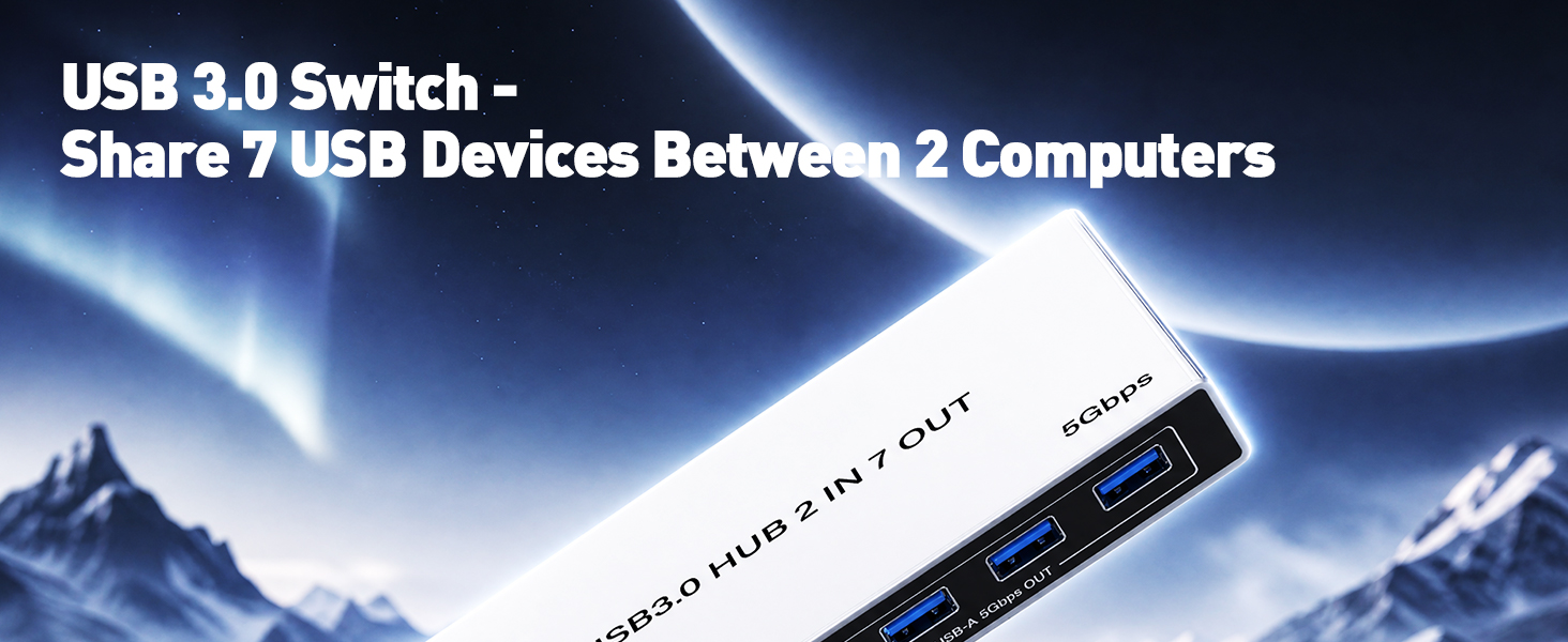 7 port usb switch for 2 computers sharing 4 usb-a &amp; 3 usb-c devices