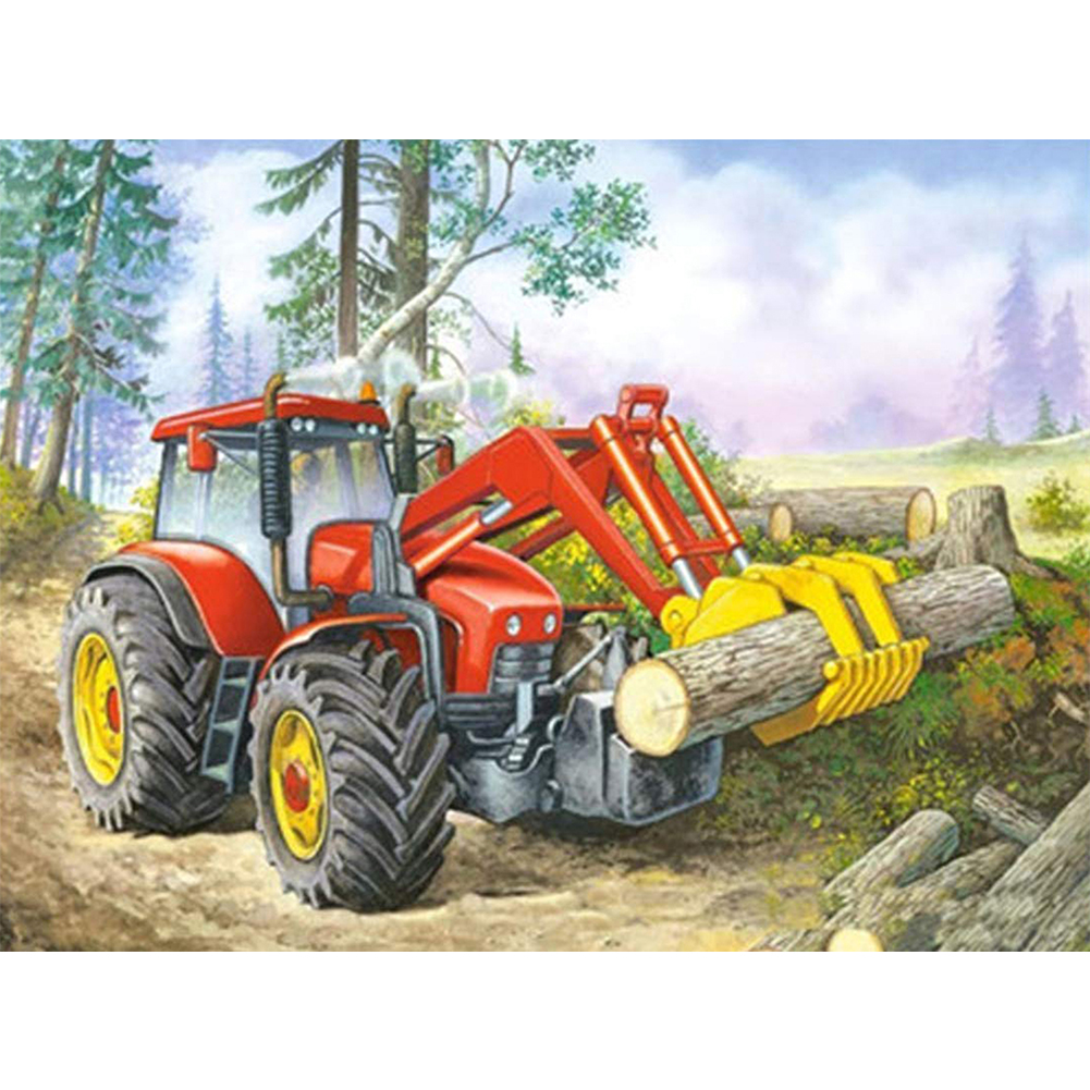 

40*30CM - Round Drill Diamond Painting - Excavator, 501 Original