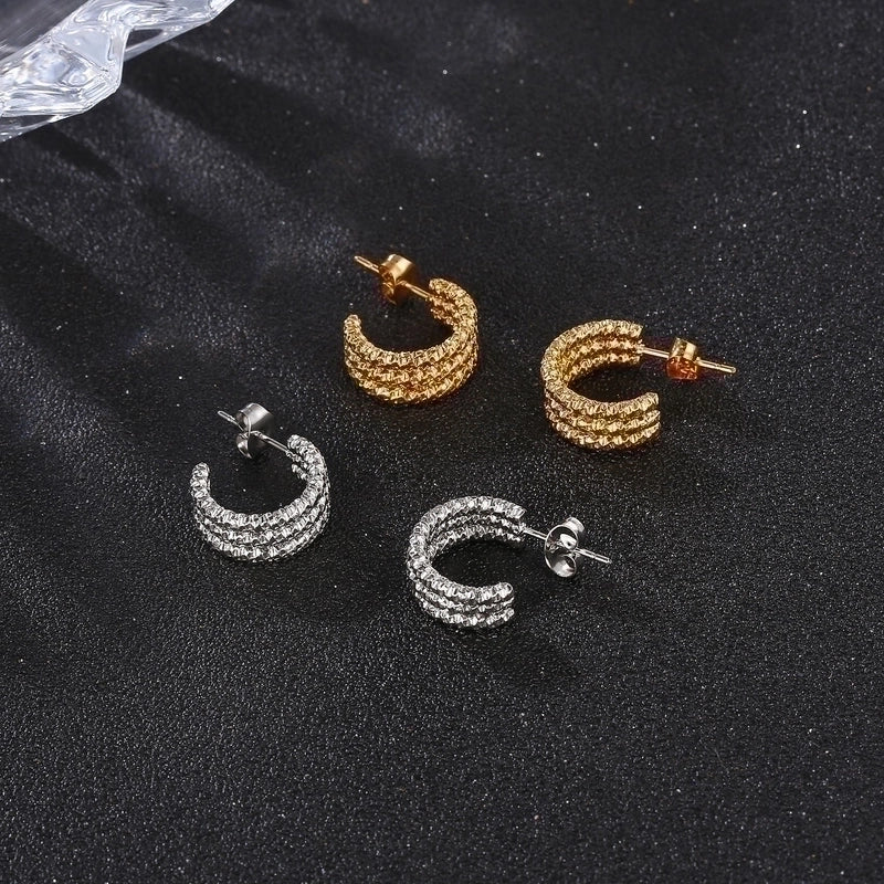 1 Pair Fashion C Shape Plating 201 Stainless Steel 18K Gold Plated Ear Studs