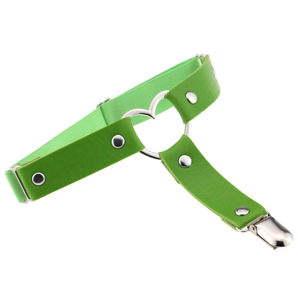 1pcs Women Sexy Punk Goth Heart PU Leather Elastic Garter Leg Thigh Ring Clothing Accessory Leg Suspender Sexy Stockings Garters