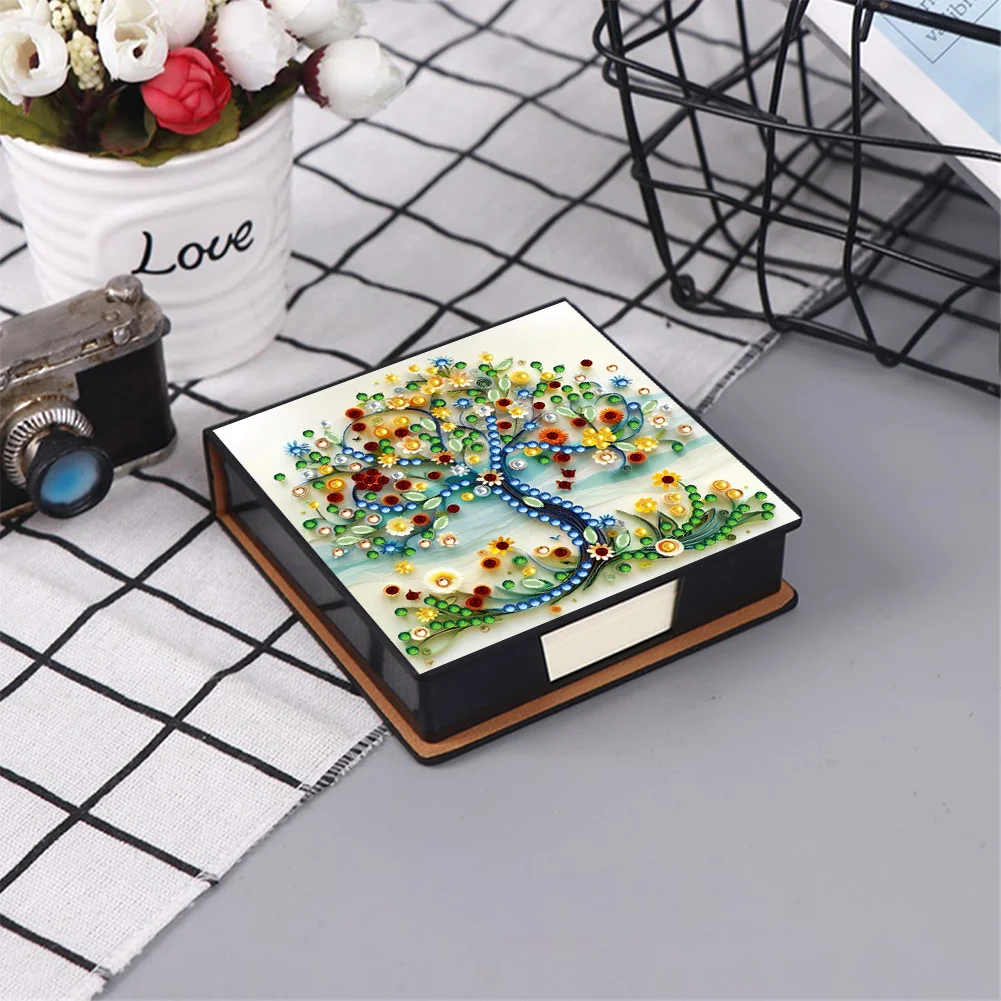 PU 5D Diamond Painting Kit Note Box DIY Diamond Art Notepad Box (Tree B)