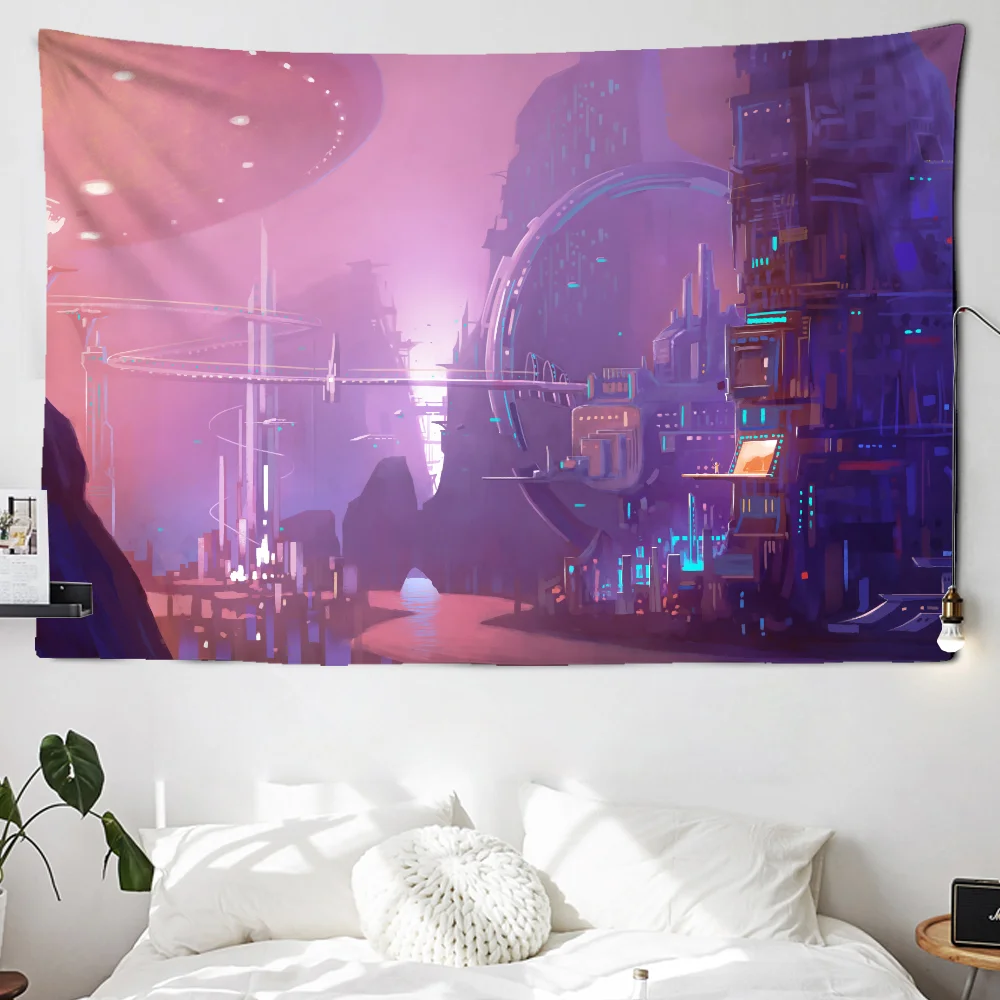 Nigikala Future Steam City Tapestry Art Home Psychedelic Galaxy Hanging Wall Tapestry Hippie Retro Home Decor