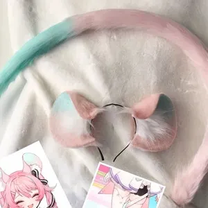 pornhint Pornhint Pink mouse ears tail-Cosplay Mouse Ear-Round ear-Cosplay Ear-Anime pink Cosplay-Cute Ears-Handmade-Halloween-Lolita-party ears-Her gift